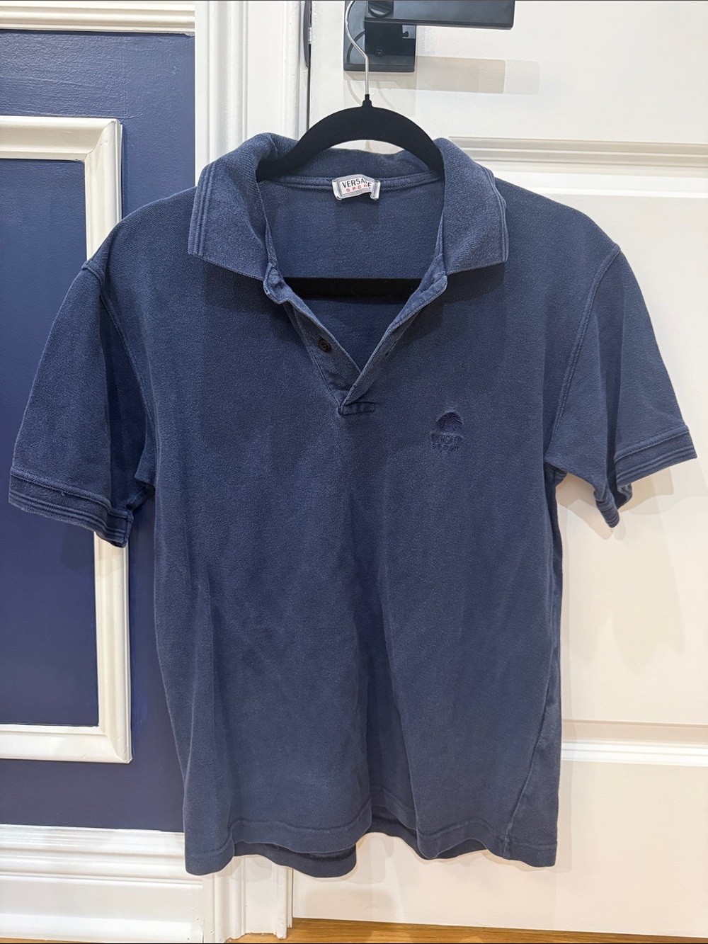 Versace Navy Short-Sleeve Polo Shirt